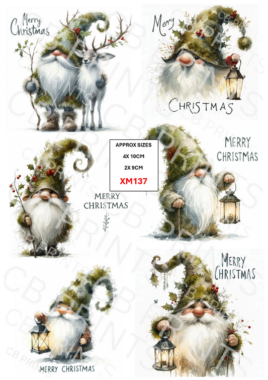 Christmas gonk/gnome Decoupage Paper Print XM137 – Mulberry Paper