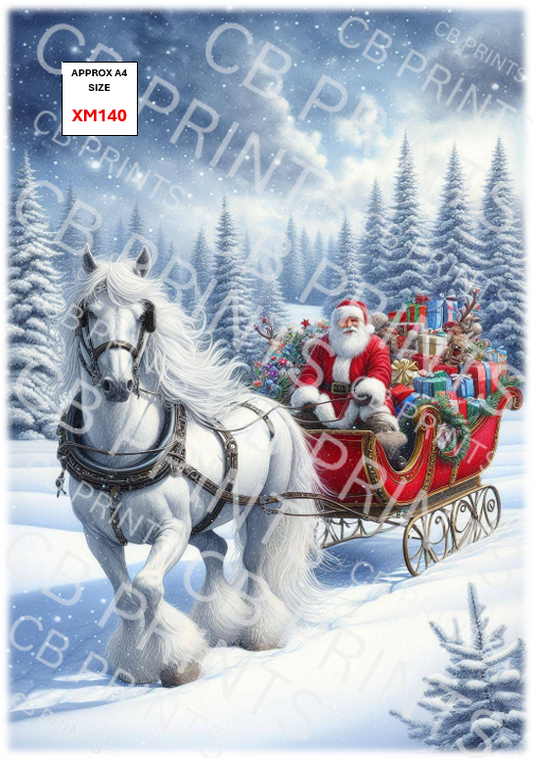 Father Christmas Decoupage Paper Print XM140 – Mulberry Paper