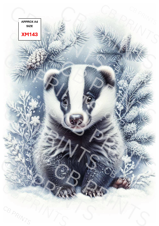 Christmas badger Decoupage Print XM143 | Mulberry Paper