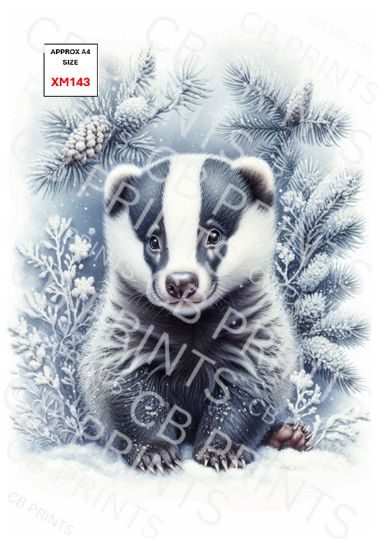 Christmas badger Decoupage Print XM143 | Mulberry Paper