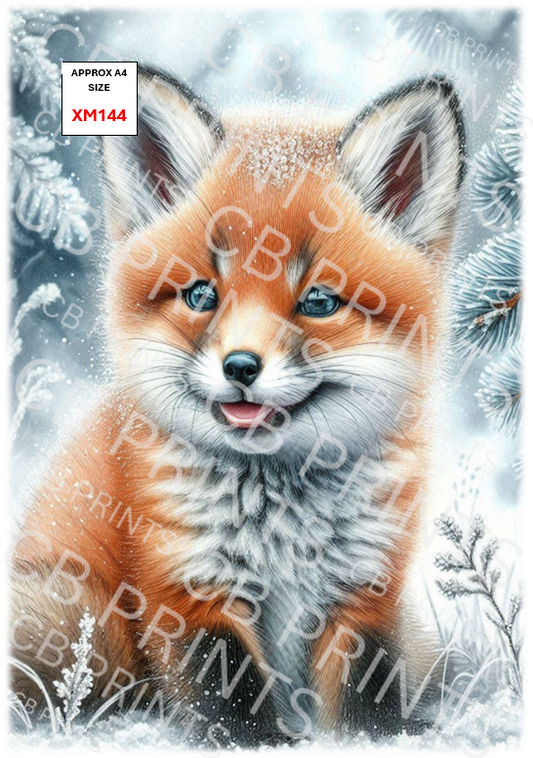Christmas Fox Decoupage Print XM144 | Mulberry Paper