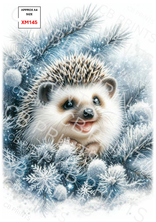 Christmas hedgehog Decoupage Paper Print XM145 – Mulberry Paper
