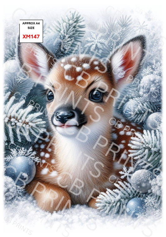 Christmas Deer Decoupage Print XM147 | Mulberry Pape
