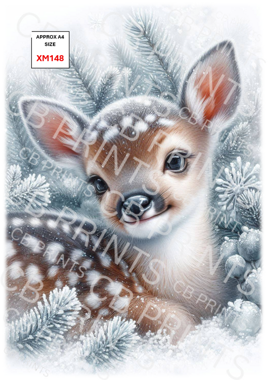 Christmas Deer Decoupage Print XM148 | Mulberry Pape