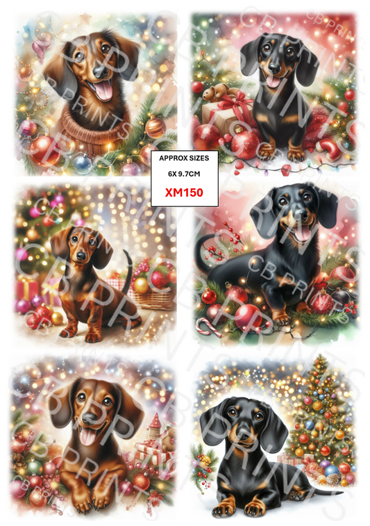 Christmas Dachshund Decoupage Paper Print XM150 – Mulberry Paper