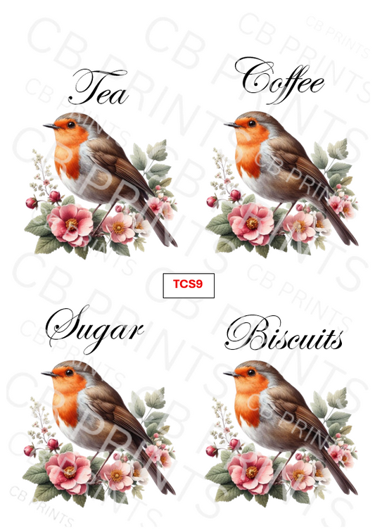 Robin Tea Coffee Sugar Biscuit Decoupage Print TCS9 | Mulberry Paper