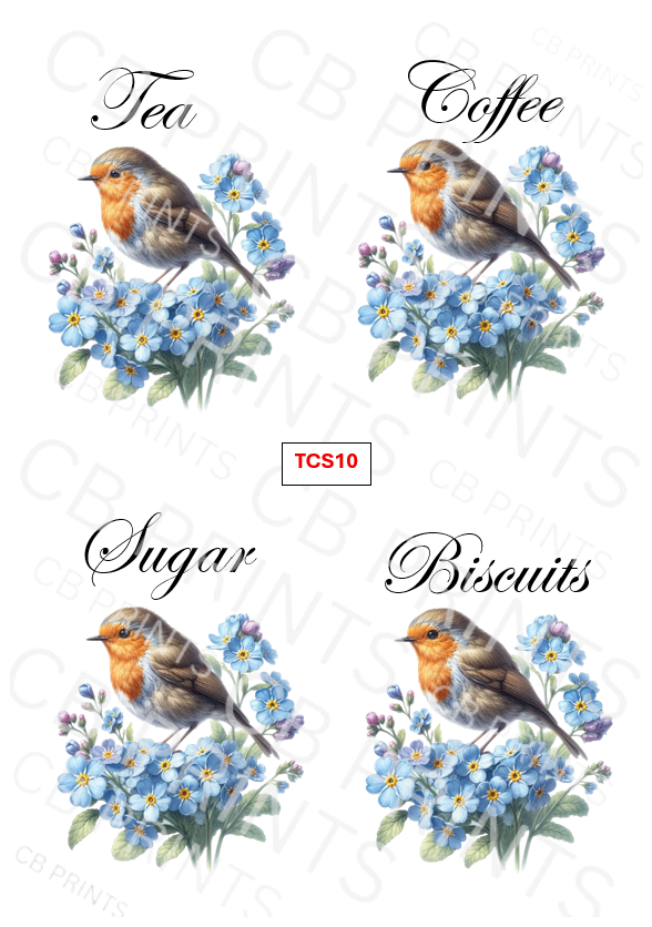 Robin Tea Coffee Sugar Biscuit Decoupage Print TCS10 | Mulberry Paper