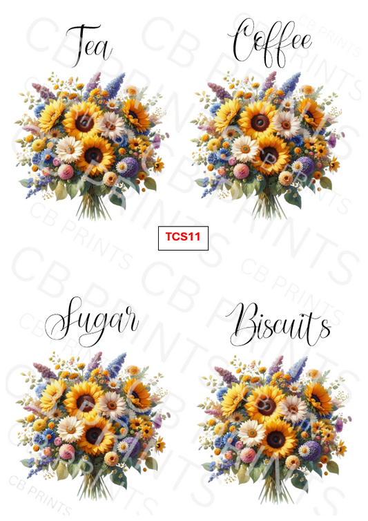 Flower Tea Coffee Sugar Decoupage Print TCS11 | Mulberry Paper