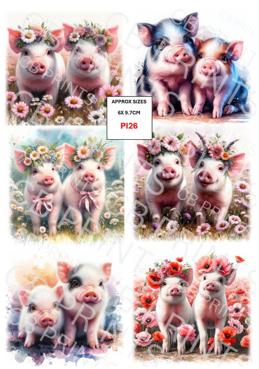 Pig Decoupage Print PI26 | Mulberry Paper