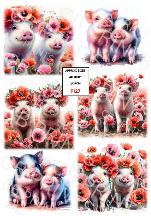 Pig Decoupage Print PI27 | Mulberry Paper