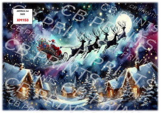 Father Christmas Decoupage Paper Print XM153 – Mulberry Paper