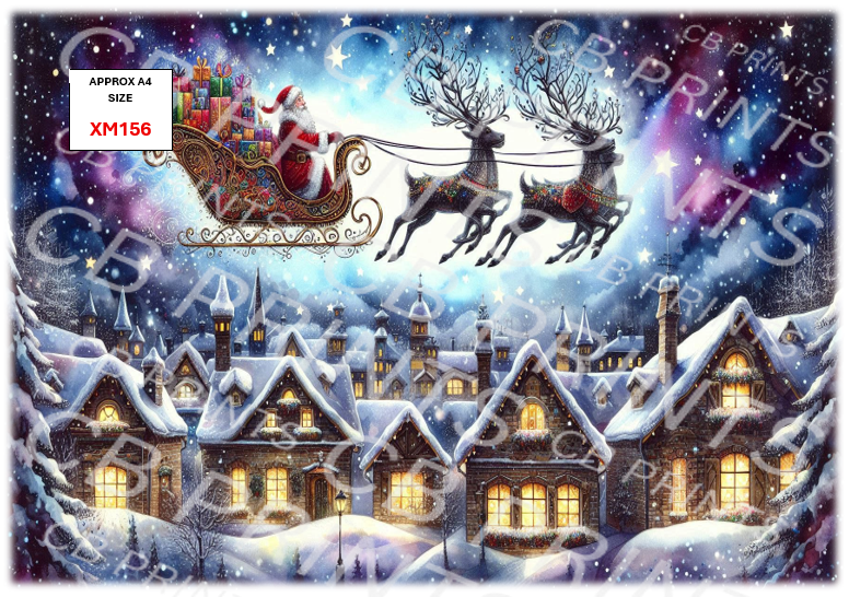 Father Christmas Decoupage Paper Print XM156 – Mulberry Paper