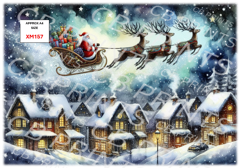 Father Christmas Decoupage Paper Print XM157 – Mulberry Paper