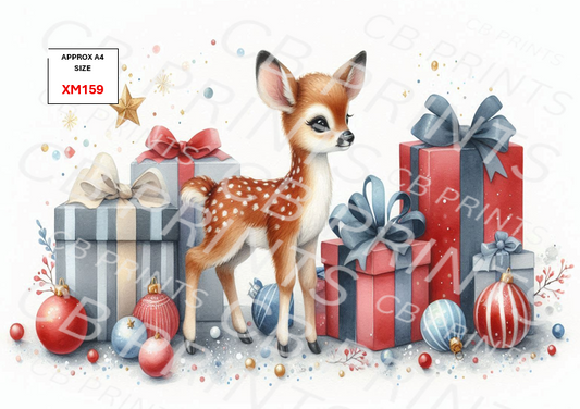 Christmas Deer Decoupage Print XM159 | Mulberry Pape