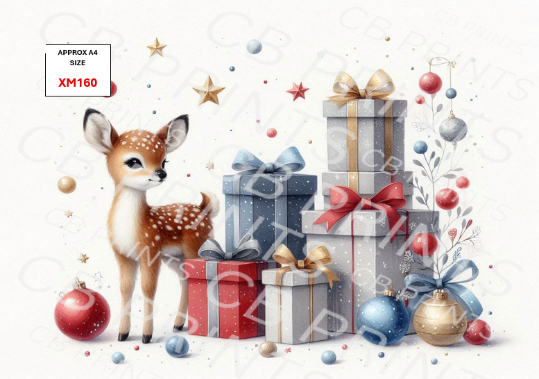 Christmas Deer Decoupage Print XM160 | Mulberry Pape