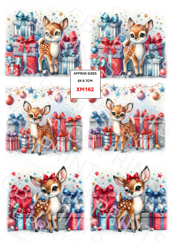Christmas Deer Decoupage Print XM162 | Mulberry Paper