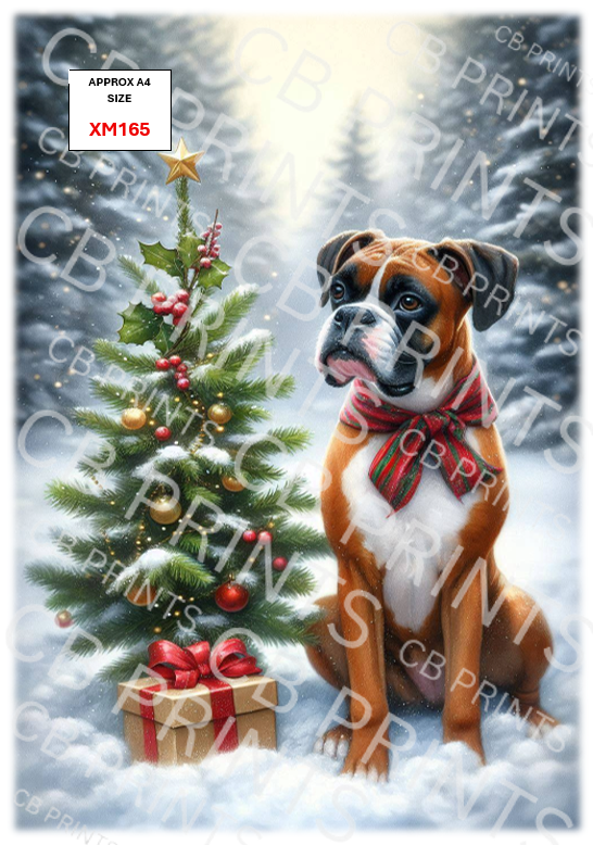 Christmas boxer dog Decoupage Paper Print XM165 – Mulberry Paper