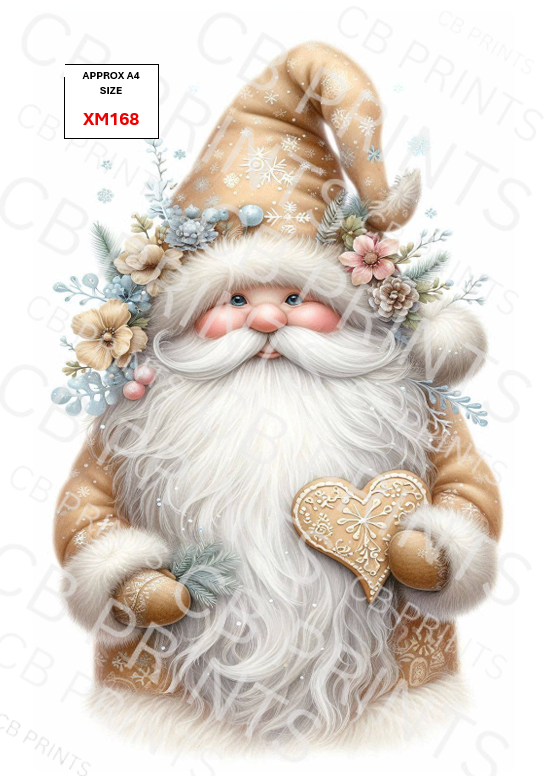 Christmas gonk/gnome Decoupage Paper Print XM168 – Mulberry Paper