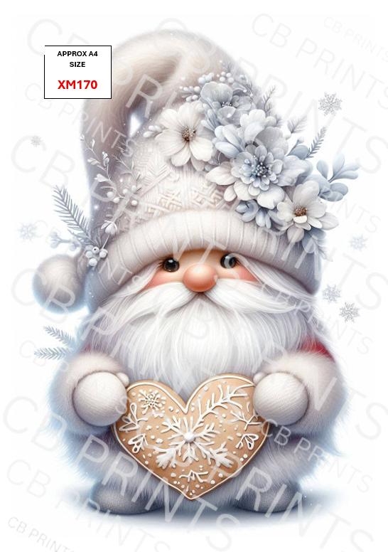 Christmas gonk/gnome Decoupage Paper Print XM170 – Mulberry Paper