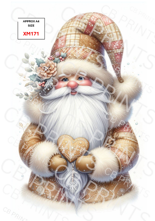 Christmas gonk/gnome Decoupage Paper Print XM171 – Mulberry Paper