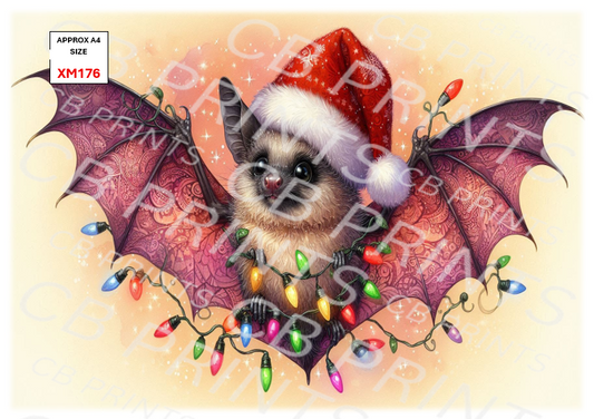 Christmas Bat Decoupage Print XM176 | Mulberry Paper