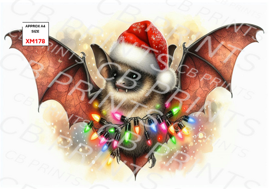 Christmas Bat Decoupage Print XM178 | Mulberry Paper