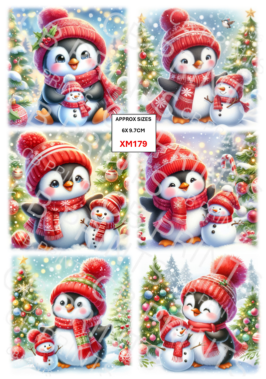 Christmas Penguin Decoupage Paper Print XM179 – Mulberry Paper