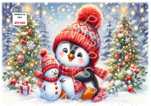 Christmas Penguin Decoupage Paper Print XM180 – Mulberry Paper
