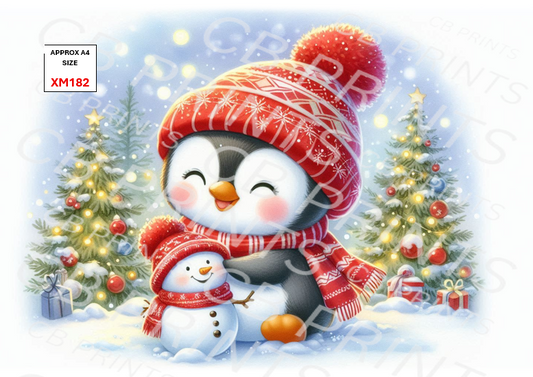 Christmas Penguin Decoupage Paper Print XM182 – Mulberry Paper
