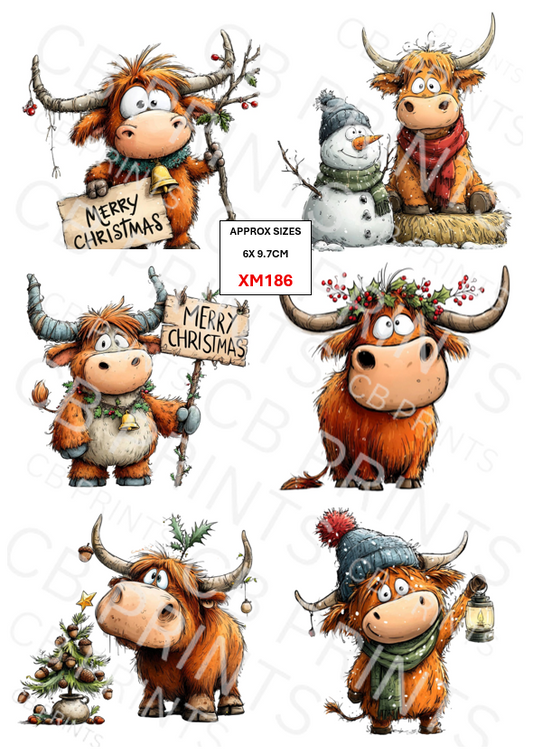 Christmas highland cow Decoupage Paper Print XM186 – Mulberry Paper