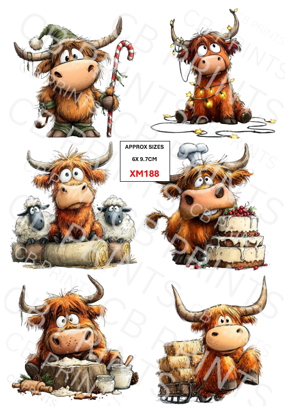 Christmas highland cow Decoupage Paper Print XM188 – Mulberry Paper