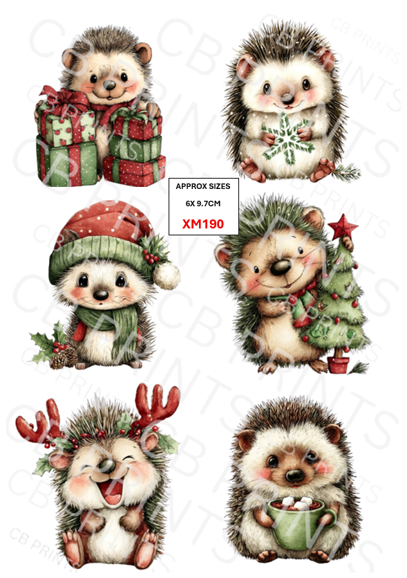 Christmas hedgehog Decoupage Paper Print XM190 – Mulberry Paper