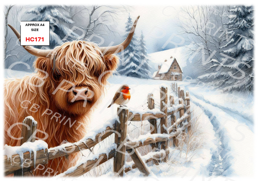 Highland Cow Decoupage Print HC171  | Mulberry Paper