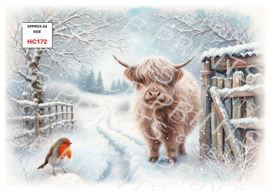Highland Cow Decoupage Print HC172  | Mulberry Paper