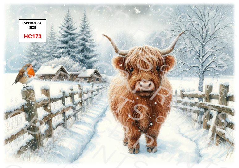 Highland Cow Decoupage Print HC173  | Mulberry Paper