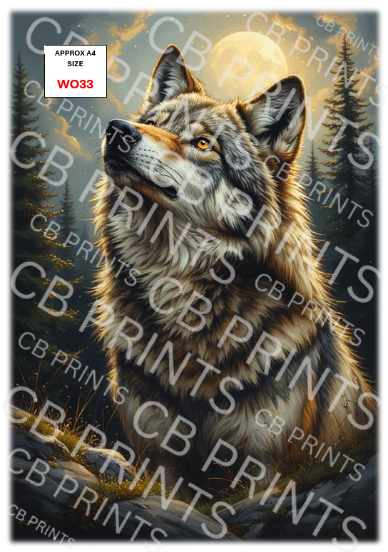 Wolf Decoupage Print WO33 | Mulberry Paper