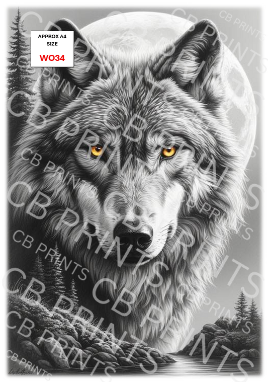 Wolf Decoupage Print WO34 | Mulberry Paper