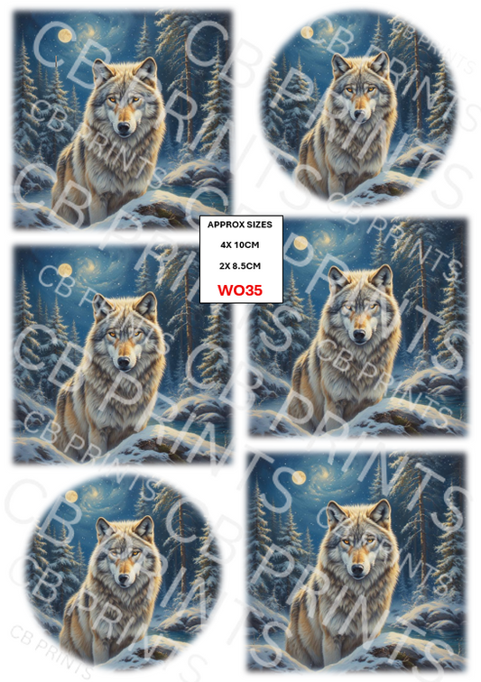 Wolf Decoupage Print WO35 | Mulberry Paper