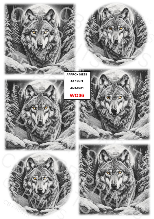 Wolf Decoupage Print WO36 | Mulberry Paper