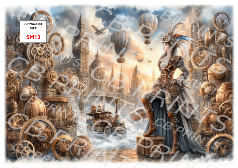 Steampunk Decoupage Paper Print SM13 – Mulberry Paper