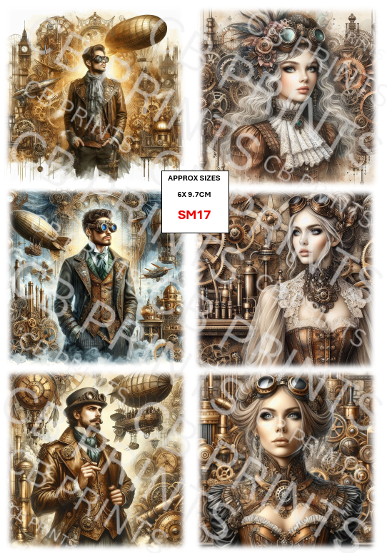 Steampunk Decoupage Paper Print SM17 – Mulberry Paper