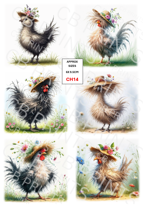 Chicken Decoupage Print CH14 | Mulberry Paper