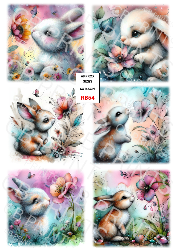 Rabbit Decoupage Print RB54 | Mulberry Paper