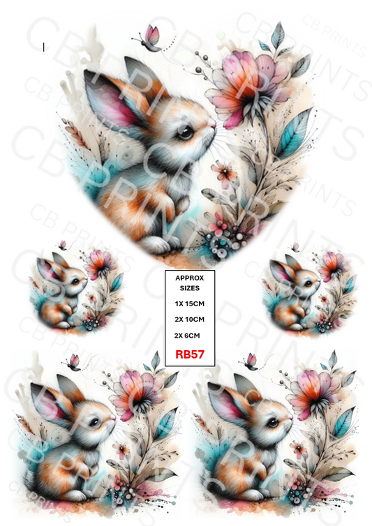 Rabbit Decoupage Print RB57 | Mulberry Paper