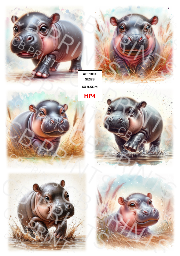 Hippo Decoupage Paper Print HP4 – Mulberry Paper