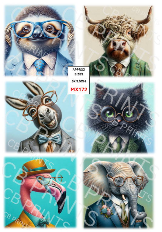 Mixed Animal Decoupage Print MX172 | Mulberry Paper