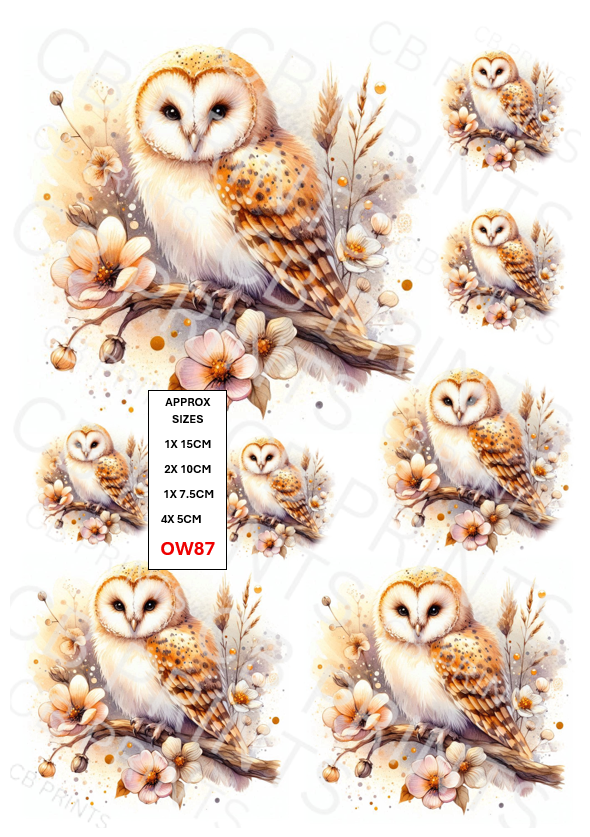 Owl Decoupage Paper Print OW87 – Mulberry Paper