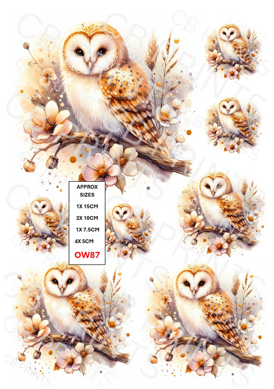 Owl Decoupage Paper Print OW87 – Mulberry Paper