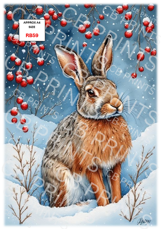 Rabbit Decoupage Print RB59 | Mulberry Paper