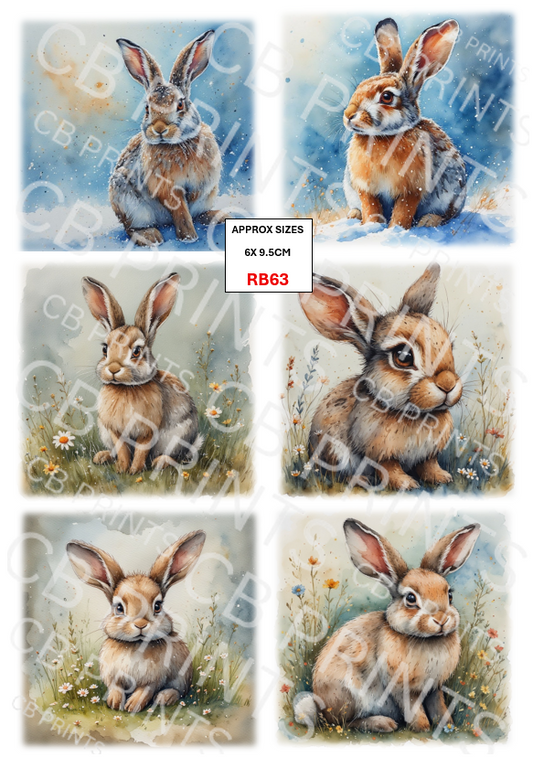 Rabbit Decoupage Print RB63 | Mulberry Paper